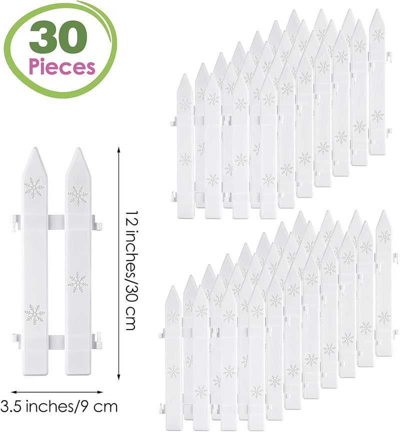 MCEAST 30 Piece White Picket Fence Border 4.6 x 12 Inches Mini Plastic Decorative Fences for Home Wedding Fairy Garden Party - Image 2